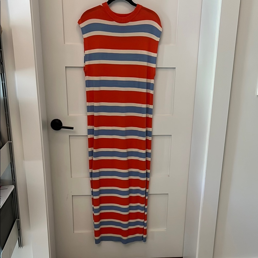Sleeveless Striped Maxi Dress in Red, Blue & White by Frnch Paris